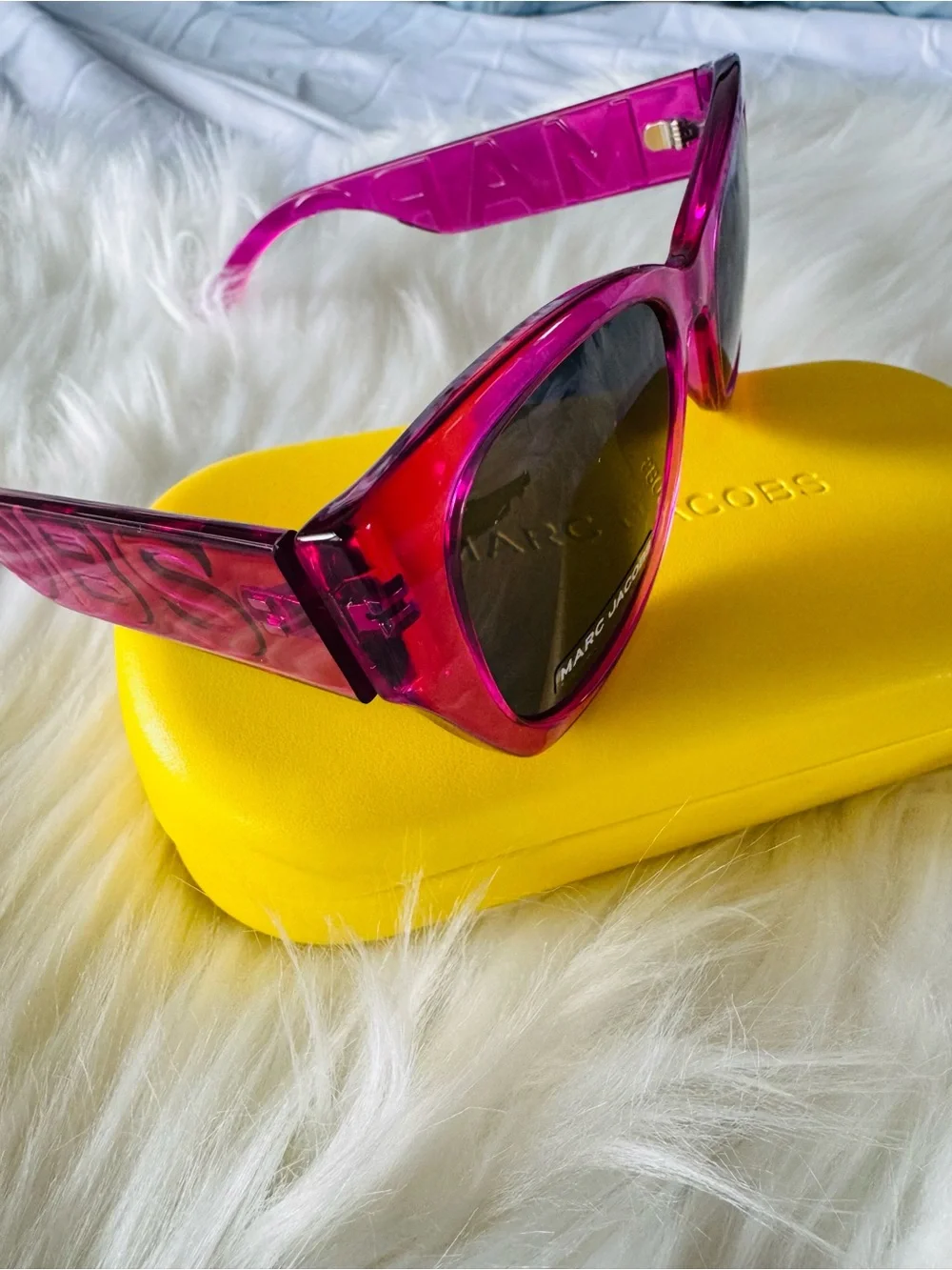 Marc Jacobs Hot Pink Sunglasses with Yellow Case